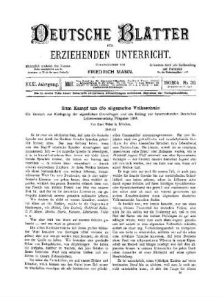 Zum Kampf um die allgemeine Volksschule : ein Versuch zur Klarlegung der eigentlichen Grundfragen und ein Beitrag zur bevorstehenden Deutschen Lehrerversammlung Pfingsten 1904 ; (Schluss)
