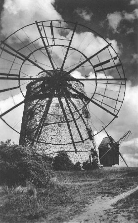 Eckartsberga. Turmholländer und Bockmühle, Ansichtskarte