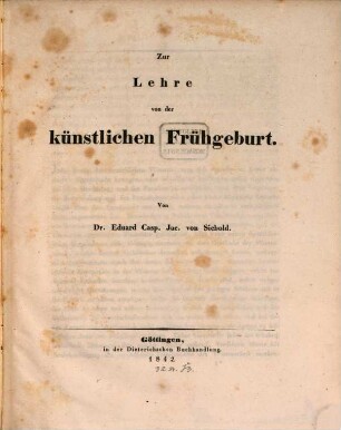 Zur Lehre von der künstlichen Frühgeburt