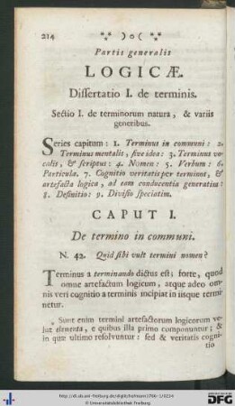 Partis Generalis Logicae Dissertatio I. De terminis.