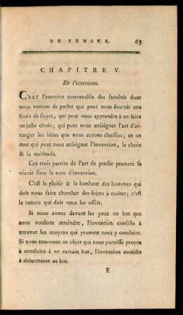 Chapitre V. De l'invention
