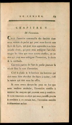 Chapitre V. De l'invention