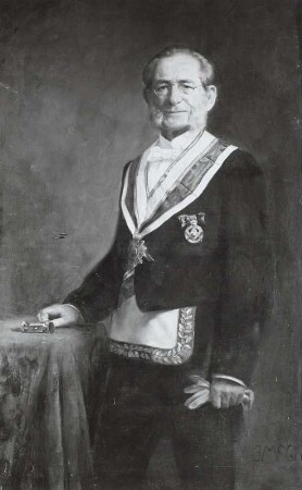 Bruder Erdmann : Portrait des Logenbruders Bernhard Arthur Erdmann (1830-1908). Öl/Leinwand, 140,5 x 90 cm