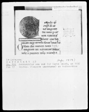 Laacher Sakramentar — Initiale C (oncede), Folio 17 verso