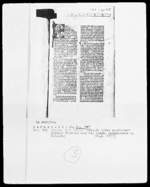 Biblia sacra mit Missale — Initiale B mit David mit Harfe und David und Goliath, Folio 245recto