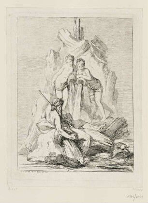 Brunnen mit zwei Nymphen und einem Triton, Blatt 22 der Folge "Recueil de différents sujets"