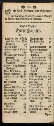Erstes Register Derer Capitel