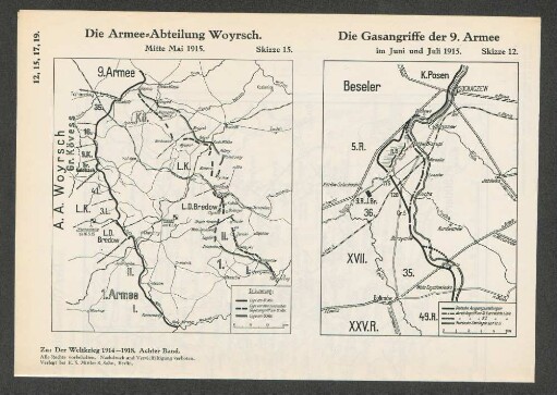 Skizze 15. Die Armee=Abteilung Woyrsch. Mitte Mai 1915.