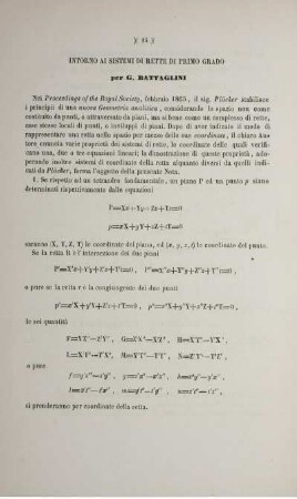 Intorno ai sistemi di rette di primo grado.