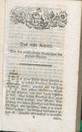 Das erste Kapitel. Von den verschiednen Gattungen des grauen Staars.