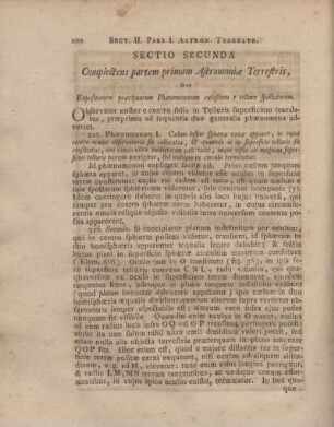 Sectio Secunda. Complectens partem primam Astronomiae Terrestris