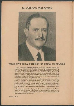 Dr. Carlos Ibarguren : Presidente de la comisión nacional de cultura