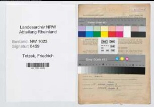 Entnazifizierung Friedrich Totzek , geb. 16.10.1895 (Bahnsekretaer)