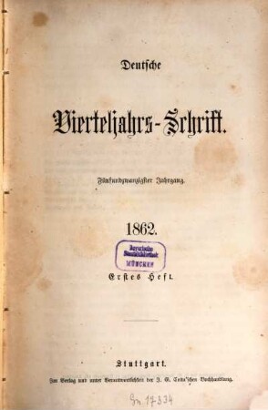 Deutsche Vierteljahrs-Schrift. 1862,1/2 = Jg. 25