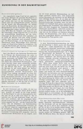 Rundschau in der Bauwirtschaft