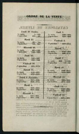 Ordre de la Vente