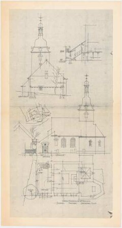 Döllgast, Hans; Bernstein; Ev. Pfarrkirche - Grundriss; Schnitt; Ansichten