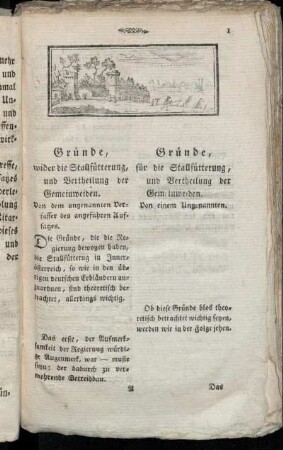 Gründe, wider die Stallfütterung, und Vertheilung der Gemeinweiden. -Gründe, für die Stallfütterung, und Vertheilung der Gemeinweiden.