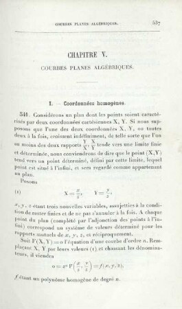 Chapitre V. Courbes planes Algébriques.