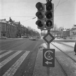 Verwirrende Ampelanlage an der Kreuzung Kaiserallee/Yorckstraße.