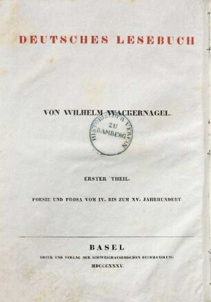 Altdeutsches Lesebuch : Poesie und Prosa vom 4. bis zum 15. Jahrhundert