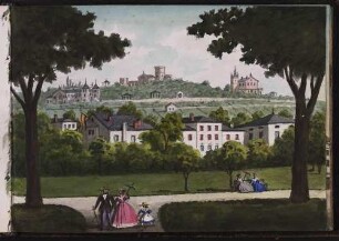 'Von den oberen Schloßanlagen (in Stuttgart)' Aquarell