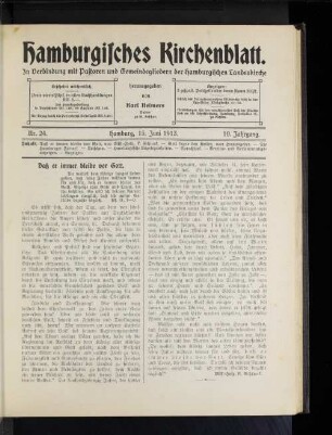 Nr. 24. Hamburg, 15. Juni 1913. 10. Jahrgang.