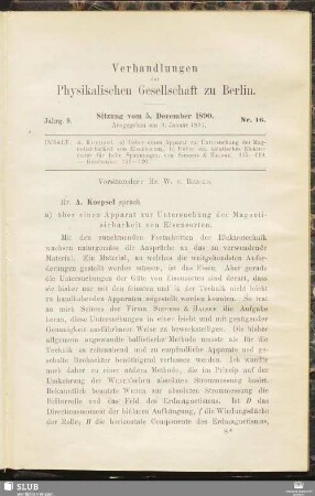 Nr. 16. Sitzung vom 5. December 1890