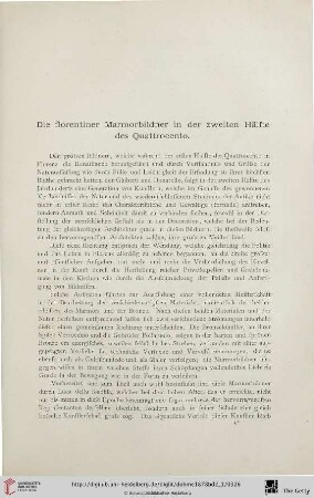 2: Die florentiner Marmorbildner in der zweiten Hälfte des Quattrocento