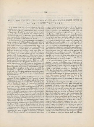 [XXXIII.] Notes regarding the construction of the new Madras light house, by Captain J. T. Smith, ...