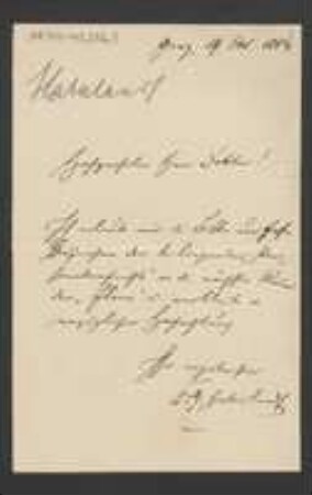 Brief von Gottlieb Haberlandt an Unbekannt