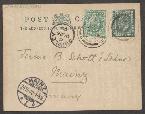 Brief an B. Schott's Söhne : 25.10.1902