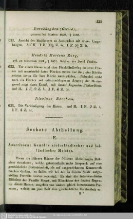 Sechste Abtheilung. F. Auserlesenen Gemälde niederländischer und holländischer Meister