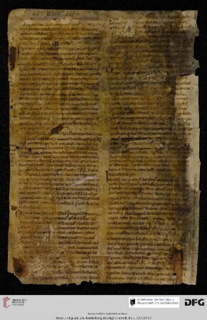 2 Blätter eines zweispaltigen Psalmenkommentars des 12./13. Jh.s