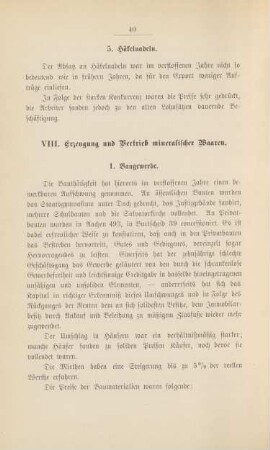 VIII. Erzeugung und Vertrieb mineralischer Waaren.