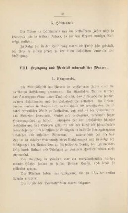 VIII. Erzeugung und Vertrieb mineralischer Waaren.