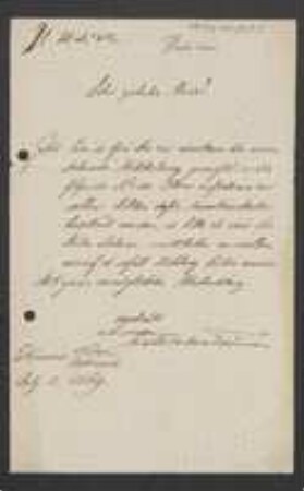 Brief von Felix von Thümen an Unbekannt