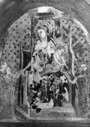 Karlštejn / Karlstein (Tschechien), Burg Karlštejn, Katharinenkapelle, Fresko: Thronende Maria mit Christus; Meister Theoderich u. Werkstatt