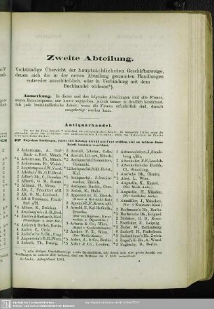 Zweite Abteilung. Geschäftszweige