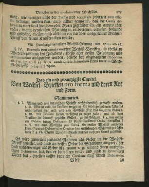 Das ein und zwanzigste Capitel. Von Wechsel-Brieffen pro forma und deren Art und Form.