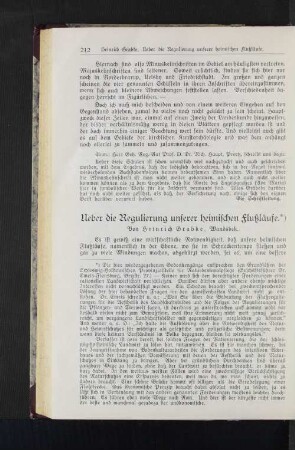 Über die Regulierung unserer heimischen Flußläufe.