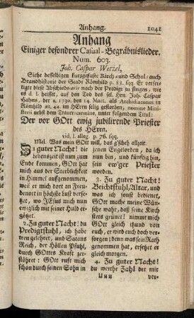 Anhang einiger besondrer Casual-Begräbnislieder.