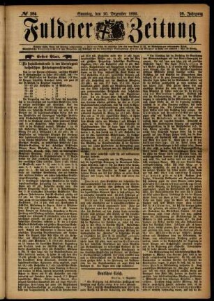 Erste Ausgabe vom Sonntag, den 10. Dezember 1893.