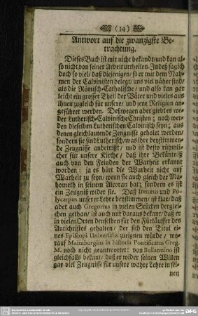 Antwort auf die zwanzigste Betrachtung
