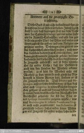 Antwort auf die zwanzigste Betrachtung