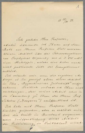 Karl Krumbacher (1856-1909) Nachlass: Briefe von Grigol Ceret'eli an Karl Krumbacher - BSB Krumbacheriana I. Ceret'eli, Grigol