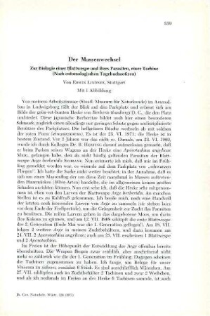 Der Massenwechsel. Zur Biologie einer Blattwespe und ihres Parasiten, einer Tachine