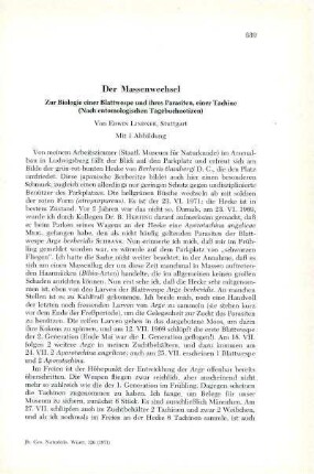 Der Massenwechsel. Zur Biologie einer Blattwespe und ihres Parasiten, einer Tachine