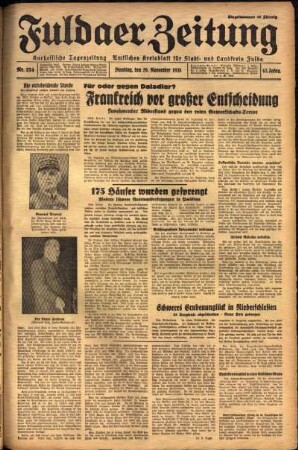 Ausgabe vom Dienstag, den 29. November 1938.