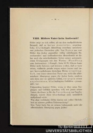 VIII. Hitlers Vater kein Antisemit!